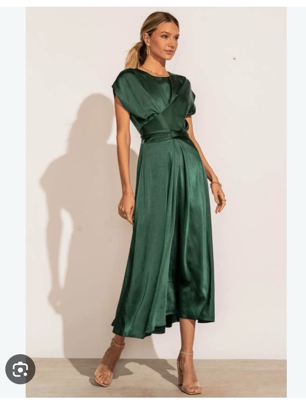 bohme Deep Green Maxi Dress with Back Tie